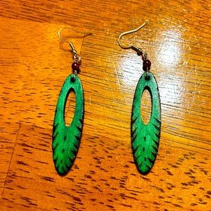 Green Feather Earrings